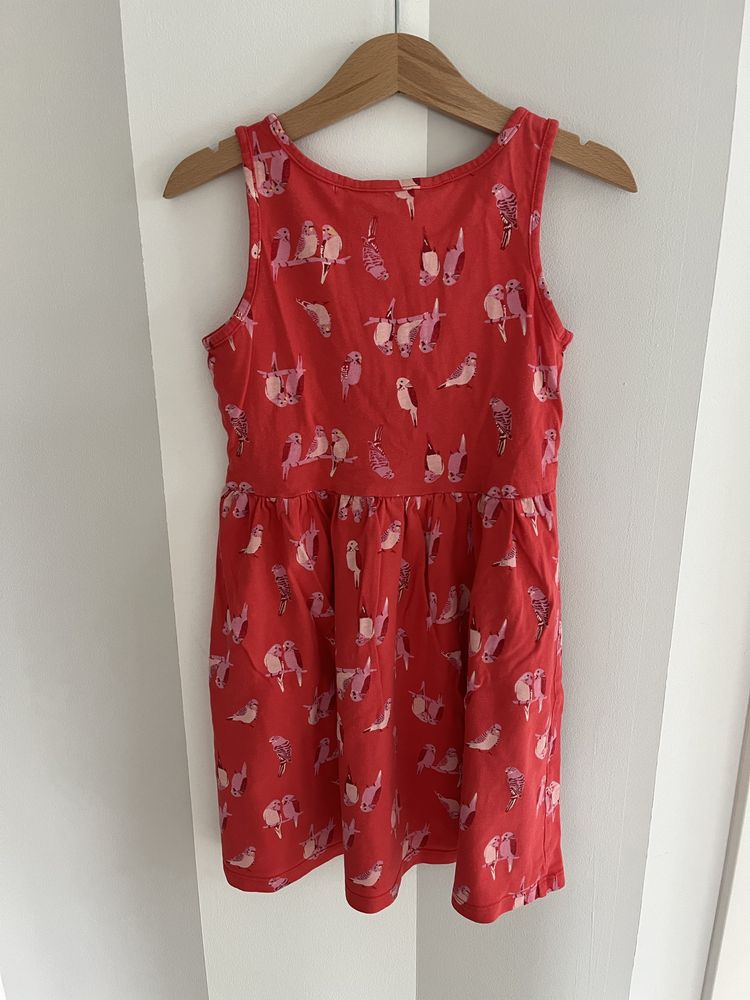 Sukienka czerwona w papugi H&M rozm. 122/128