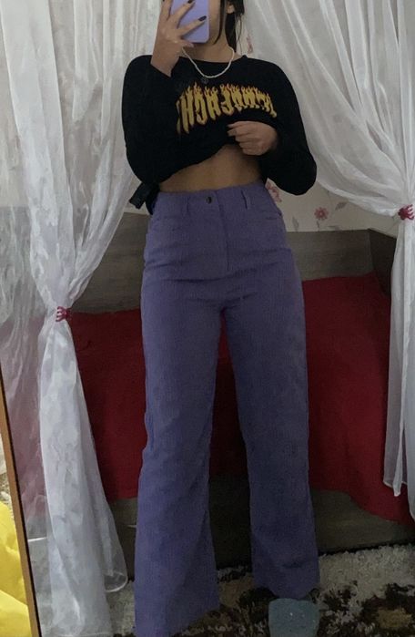 Лавандові вельветові штани