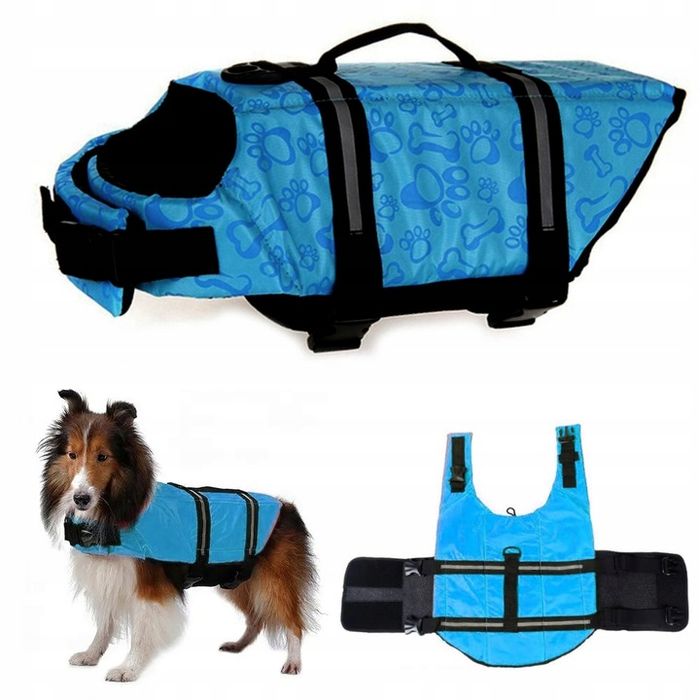 Kamizelka Ratunkowa Dla Psa Do Wody Kapok Do Pływania Odblask Niebiesk