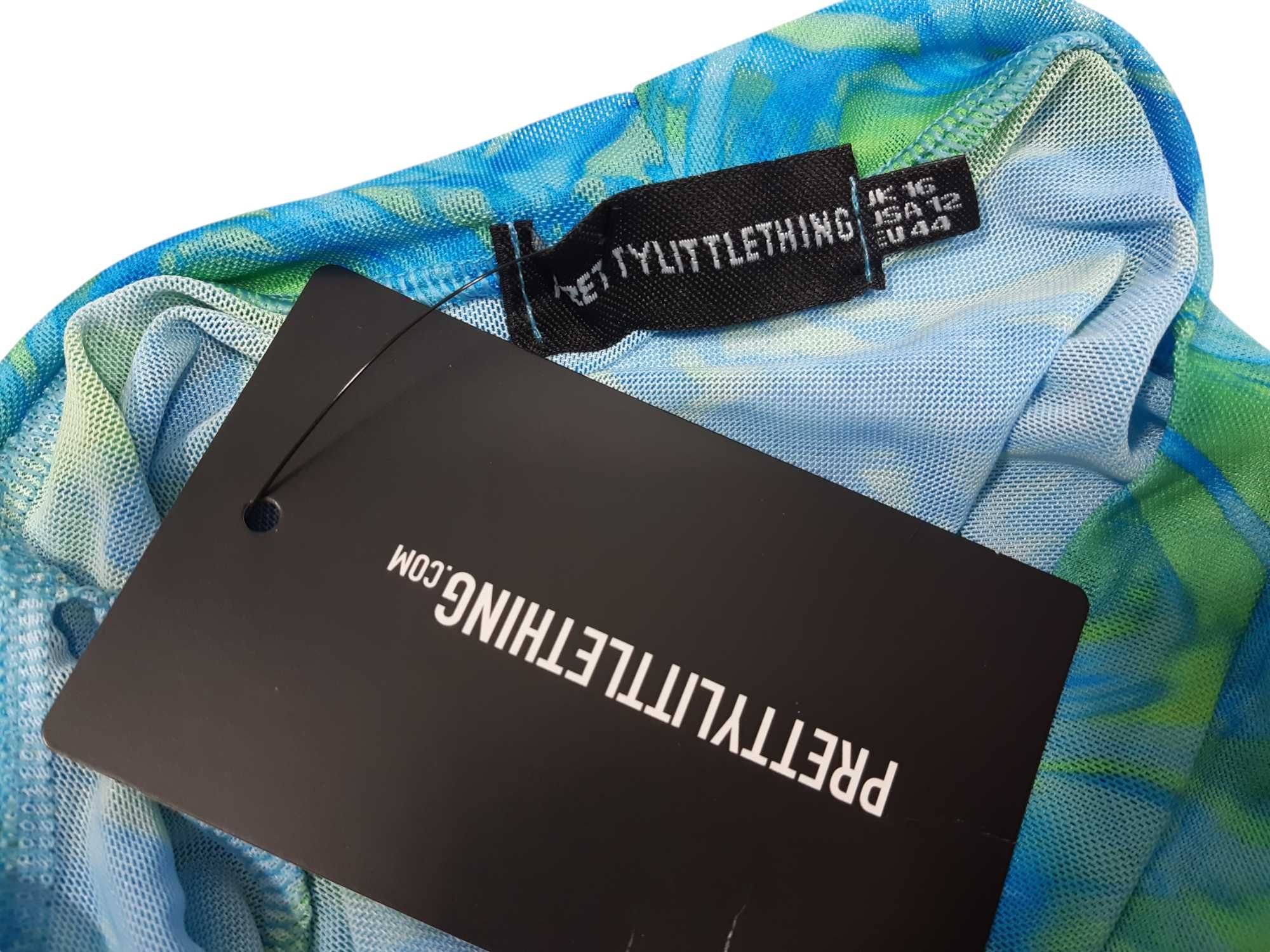 Nowa niebieska bluzka damska mgiełka 40,L/42,XL PrettyLittleThing wzór