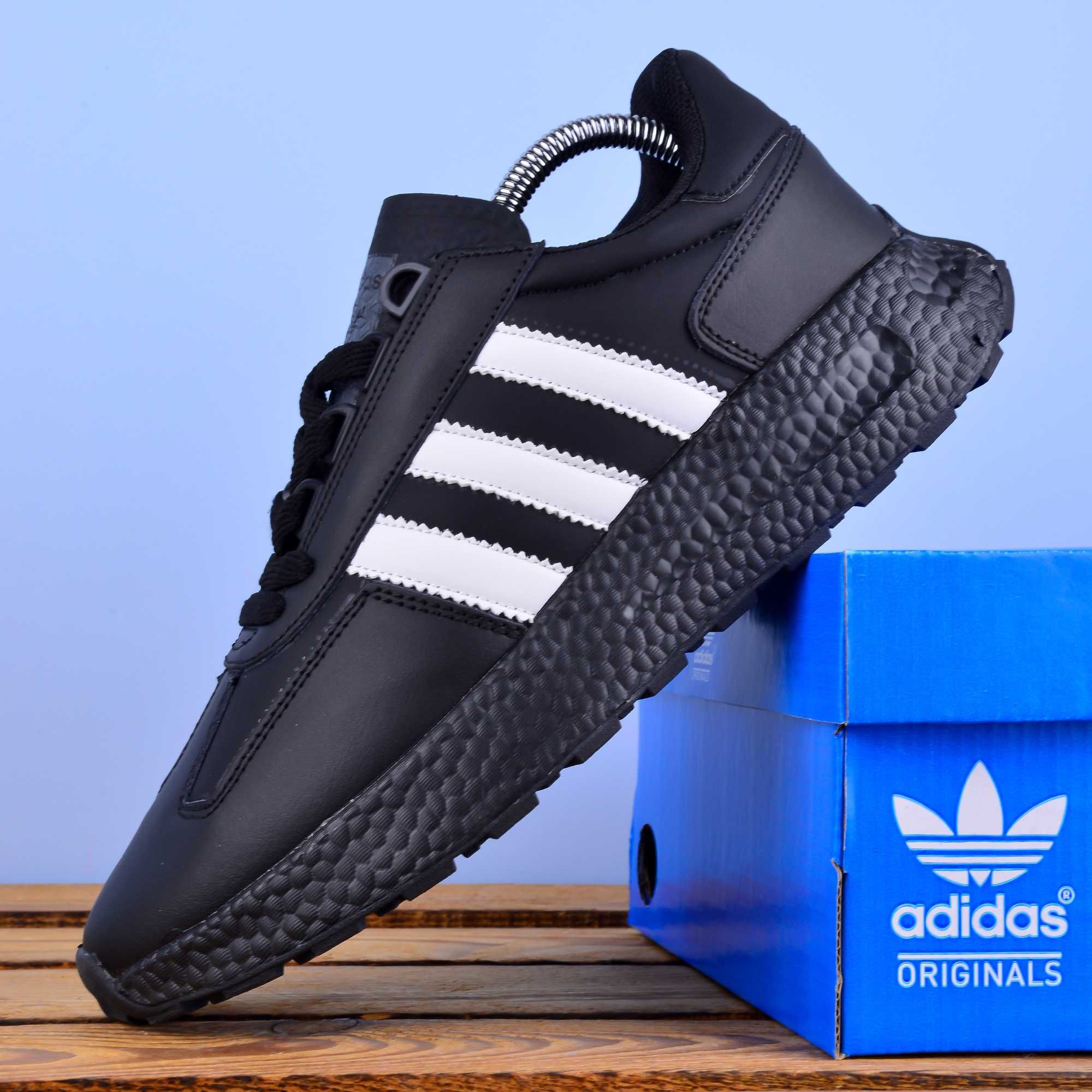 (1958) Чоловічі Кросівки Adidas Retropy чорні шкіряні (41-45) адідас