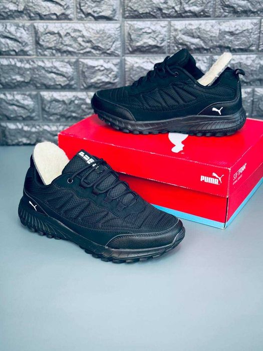 мужские зимние кроссовки puma черные непромокаемые кросовки пума