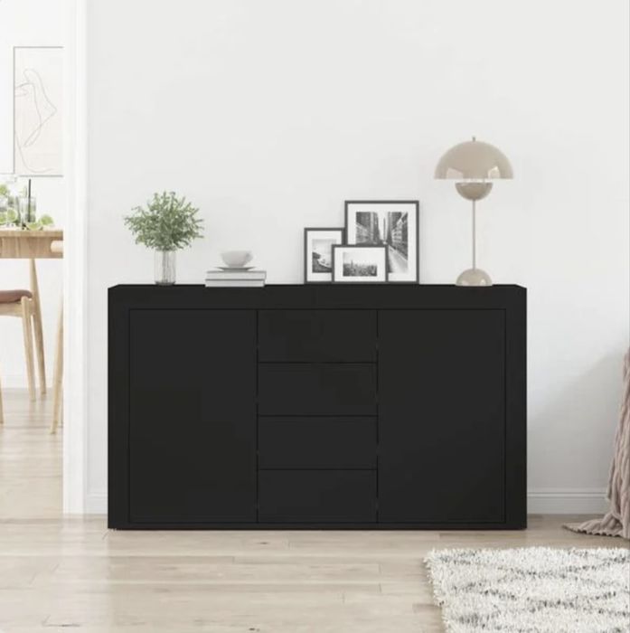 vidaXL Buffet com gaveta Preto 120 x 36 x 69 cm