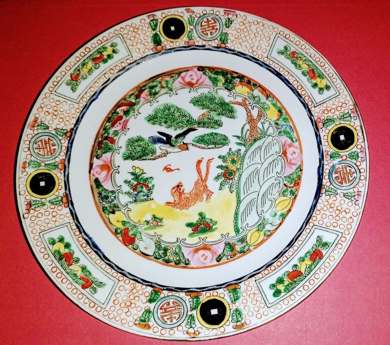 Prato antigo chinês pintado á mão