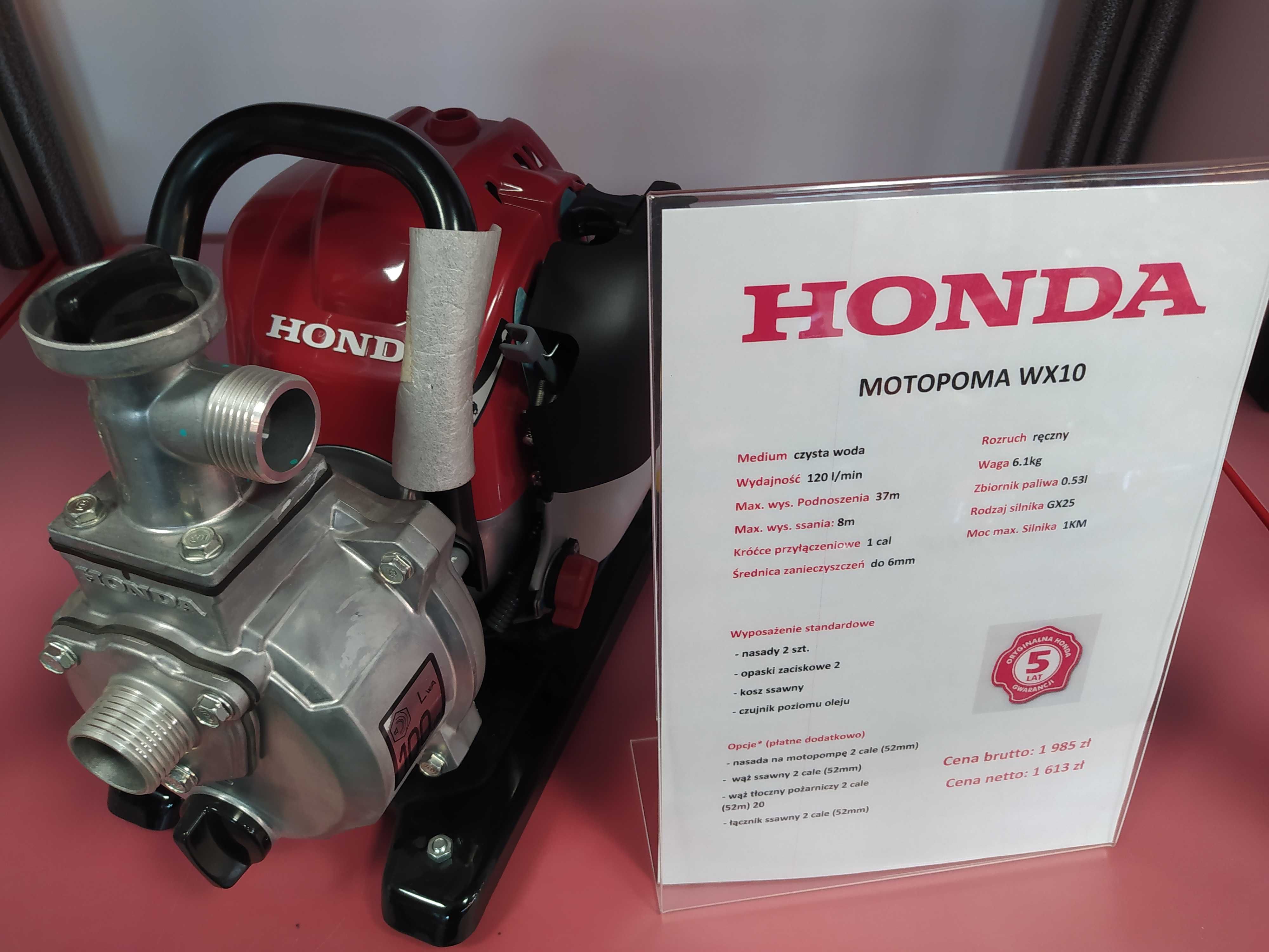Pompa spalinowa do wody Honda WX10 120l/min od ręki