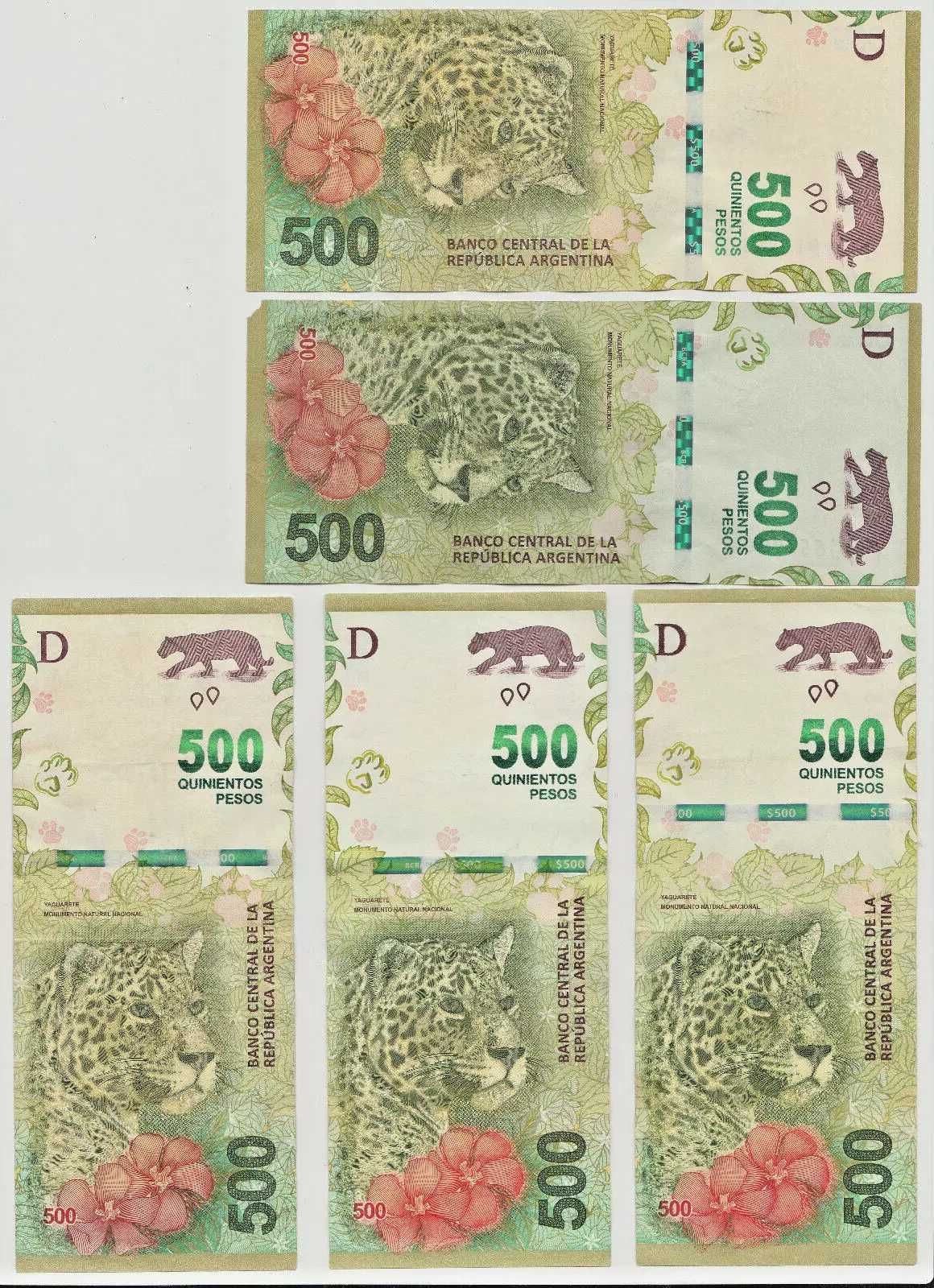 Notas Argentina 500 pesos Fauna Jaguar