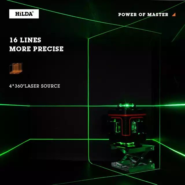 Лазерный уровень Hilda 4D 16 линий, 360° (лазерный нивелир)