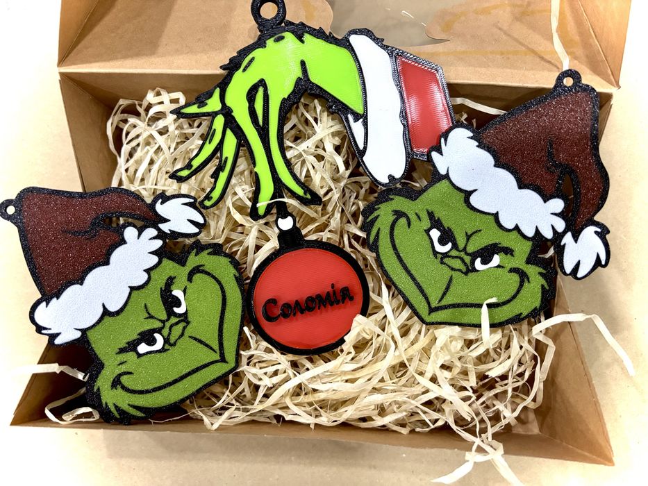 Ялинкові прикраси Грінч 3D набір Подарунок іграшки на ялинку Grinch