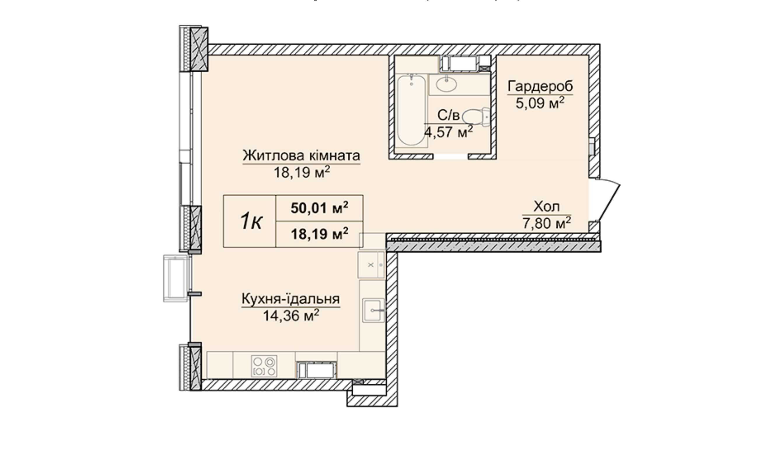 Продаж 52м2 1-к, ЖК Новопечерські Липки, Верхогляда, розтермінування