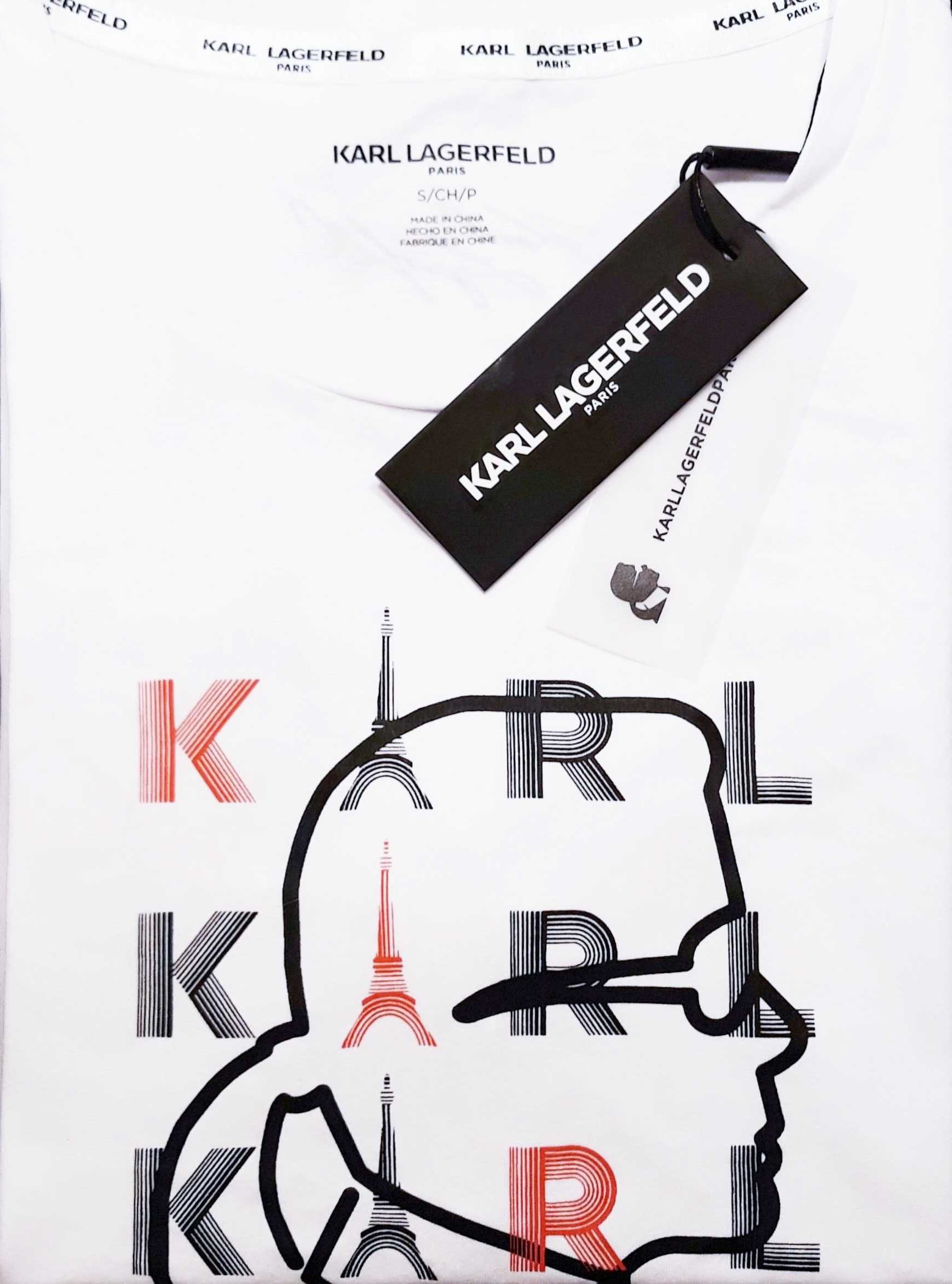 KARL LAGERFELD Oryginalna Koszulka T-Shirt Profil Głowa Bluzka Top