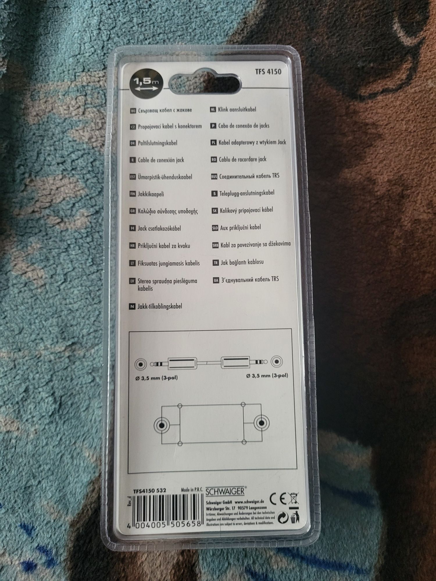 Schwaiger Przewód Audio Jack3.5 Mm 1,5M Długości