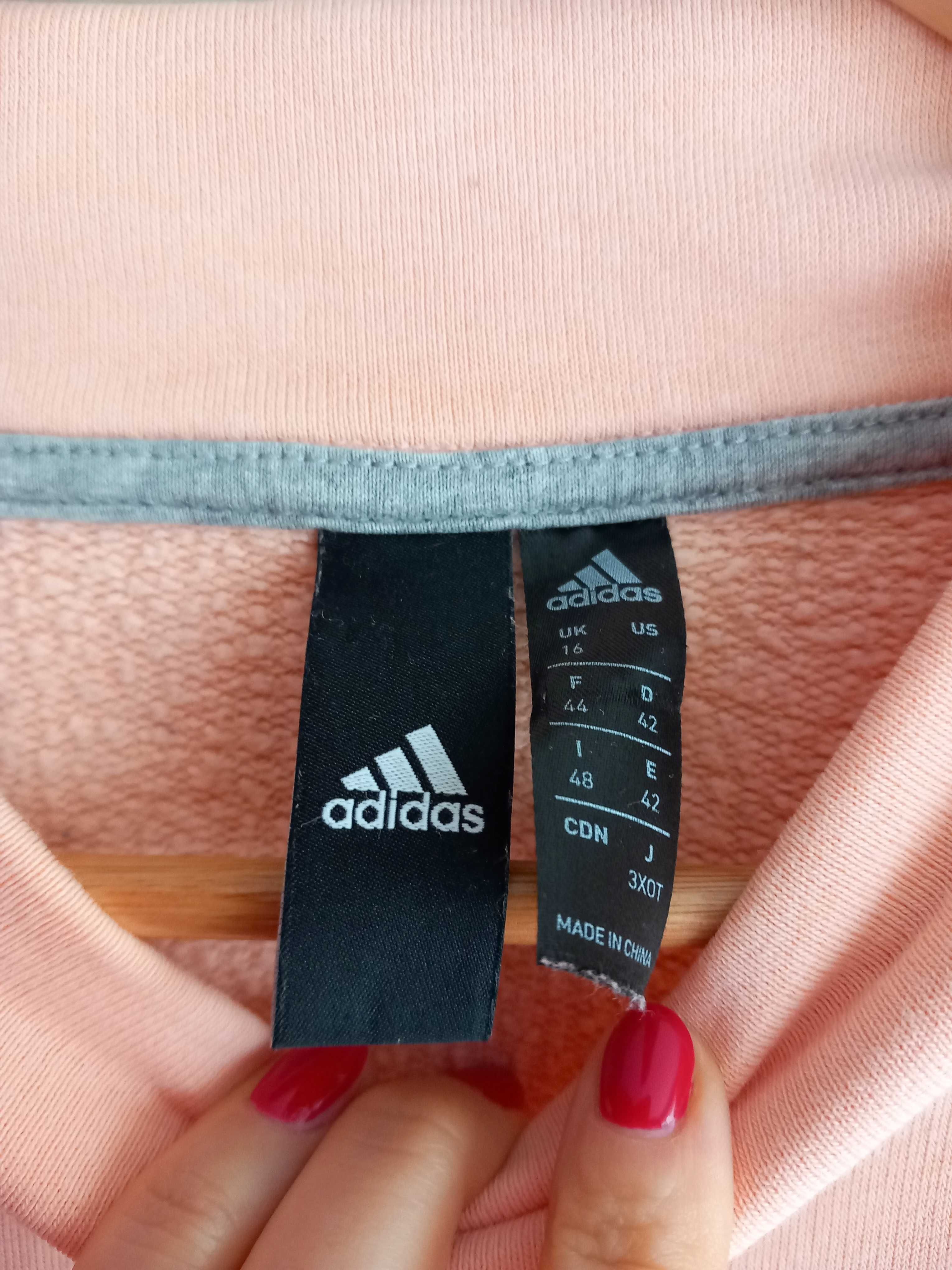 Adidas oversizowa brzoskwiniowa bluza bawełna wiosna