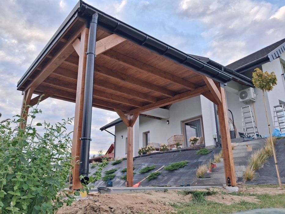 Zadzaszenie bali, tarasu wiata drewniana garaż balia jacuzzi