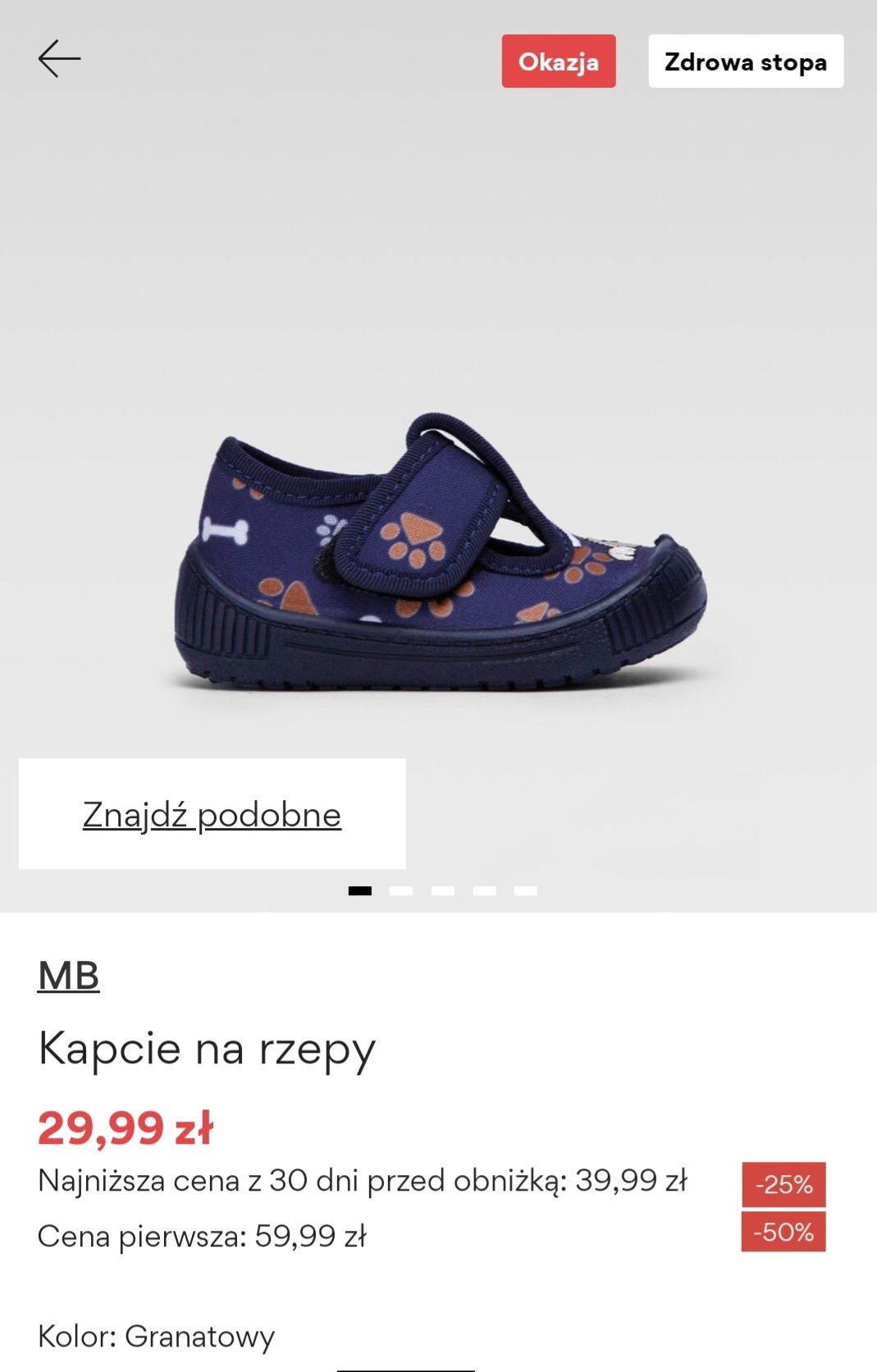 Kapcie niemowlęce, rozmiar 19