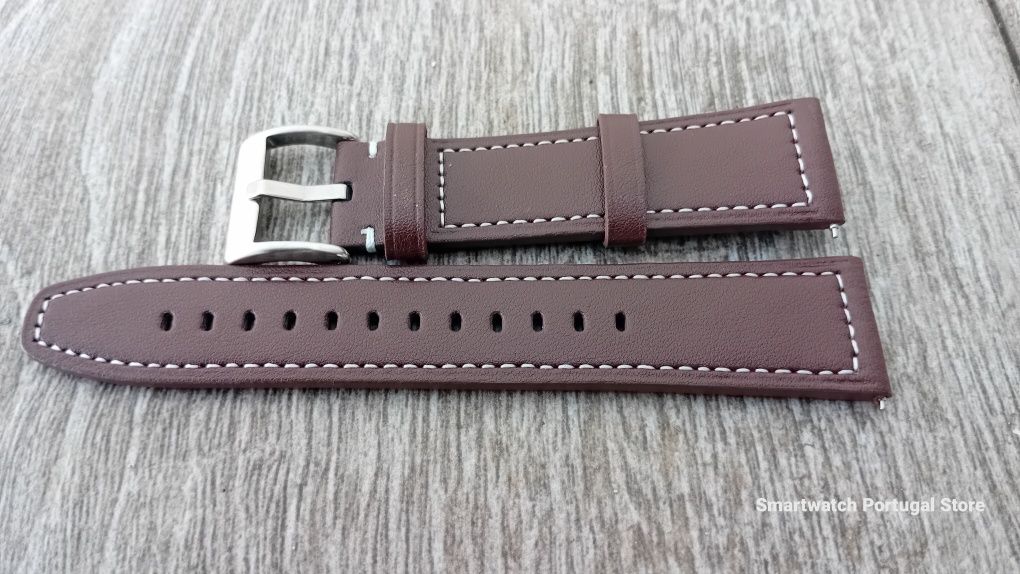Bracelete em pele 22mm : Castanha escura