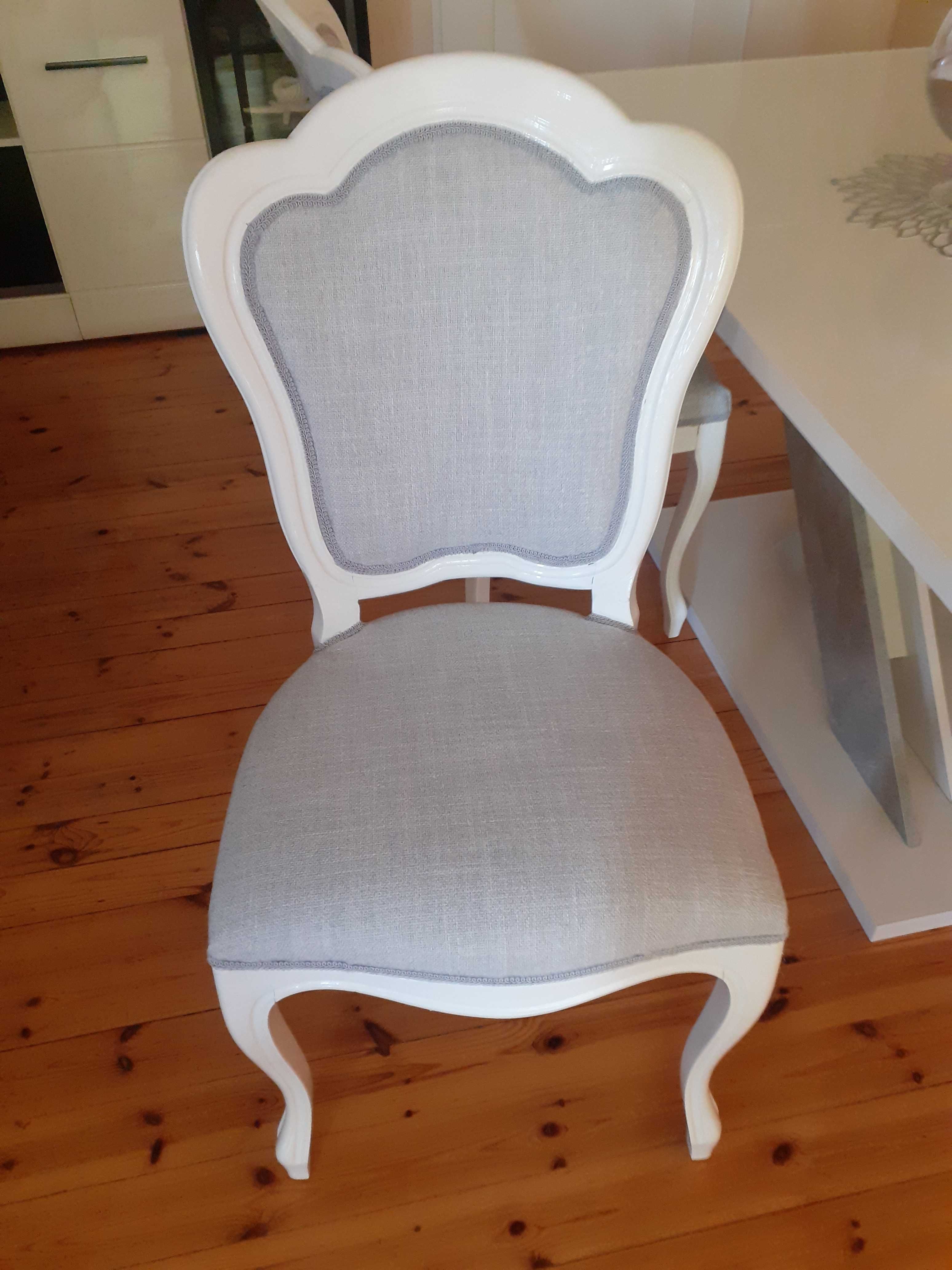 Stylowe krzesła dębowe bielone Ludwik (glamour) 4szt.