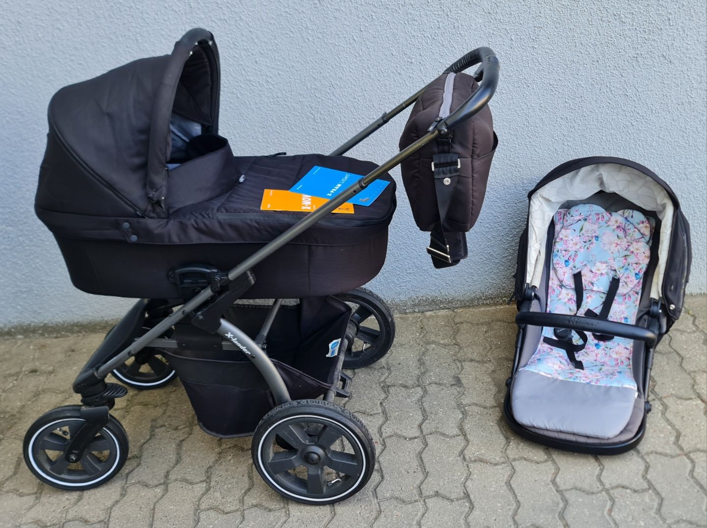 Wózek x-lander x-move z gondolą x-pram 2w1 wkładki i dodatki