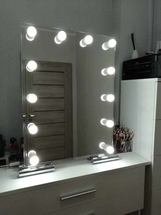 Lustro 100x80 make up do makijaż wizażu Led Hollywood z żarówkami