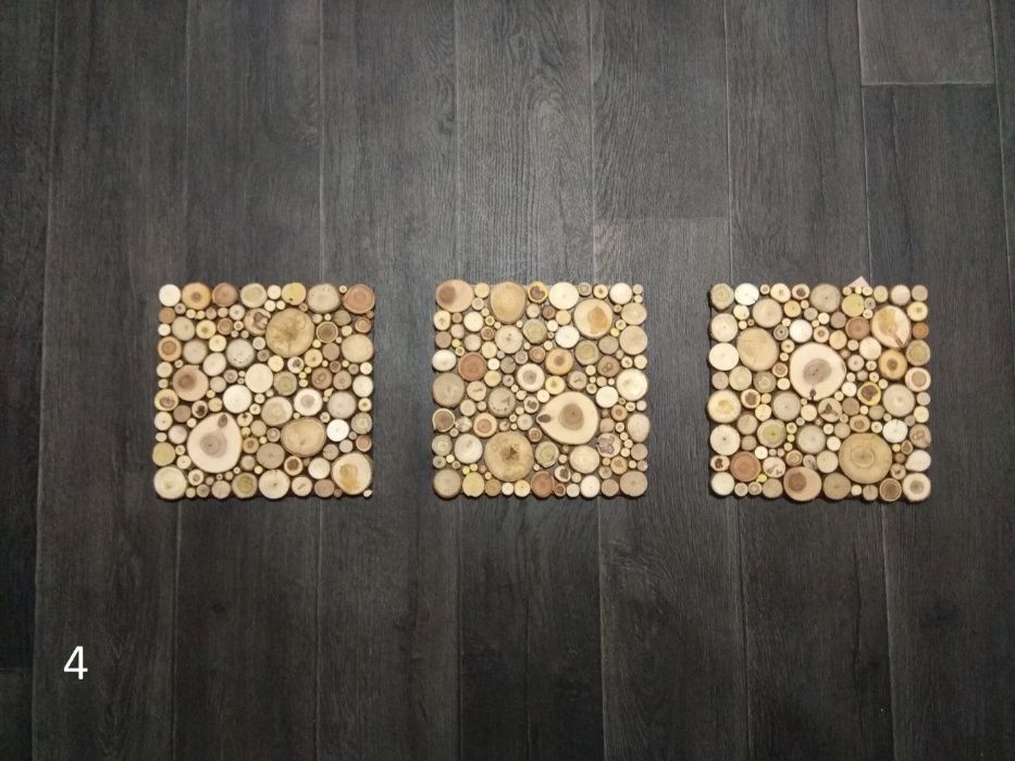 Комплект панно з дерев'яних зпилів з трьох елементів | woodlikelove