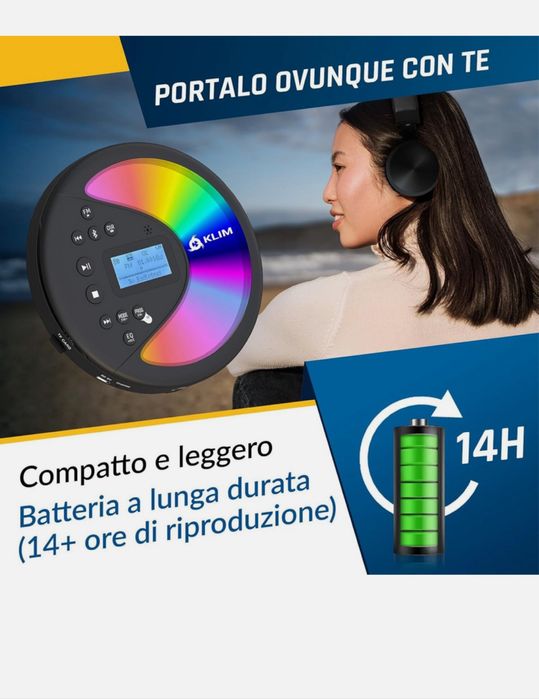 Discman Cd przenośny Cd Usb Bluetooth Fm Karta Sd