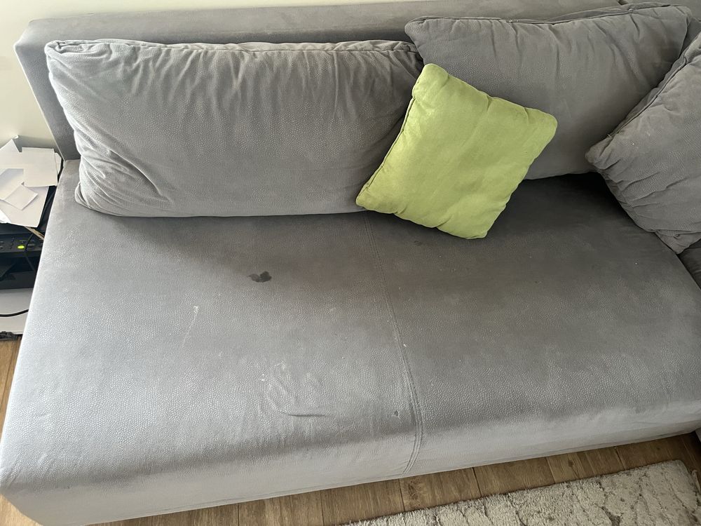 Sofa szara Duza w krztalcie L prawa z funkcja spania