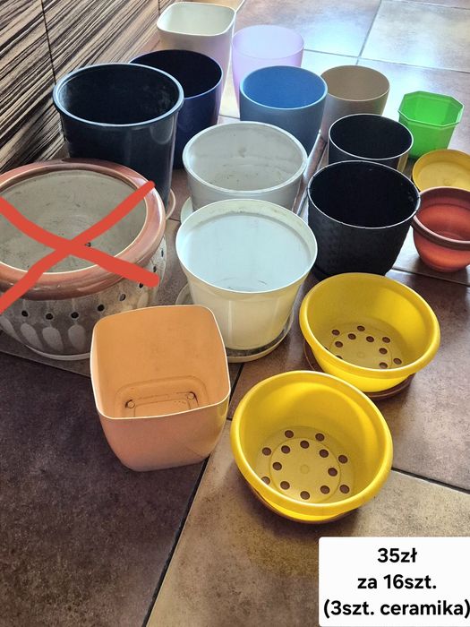 doniczki i osłonki do roślin w różnych rozmiarach 15 sztuk