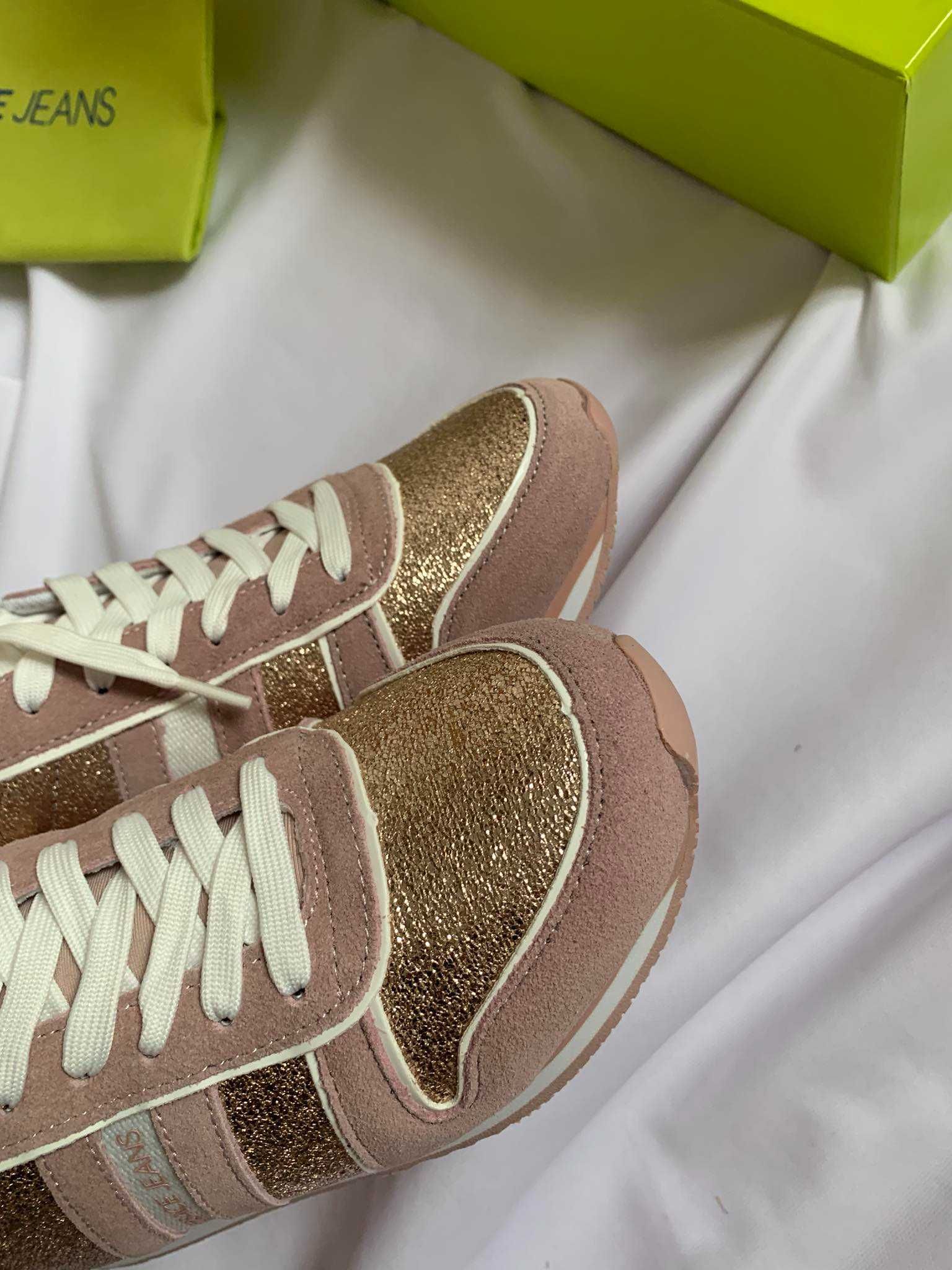 Versace Jeans buty damskie codzienne sneakersy zamsz brokat 38