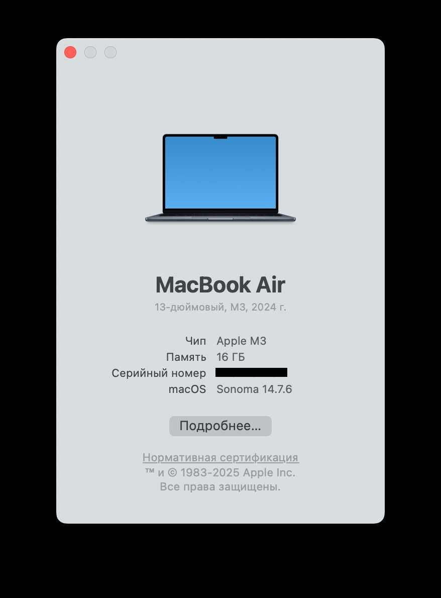 MacBook Air 13.6 Mid 2024 Midnight M3 16/256 (MC8K4) - 750 $$ Гарантия