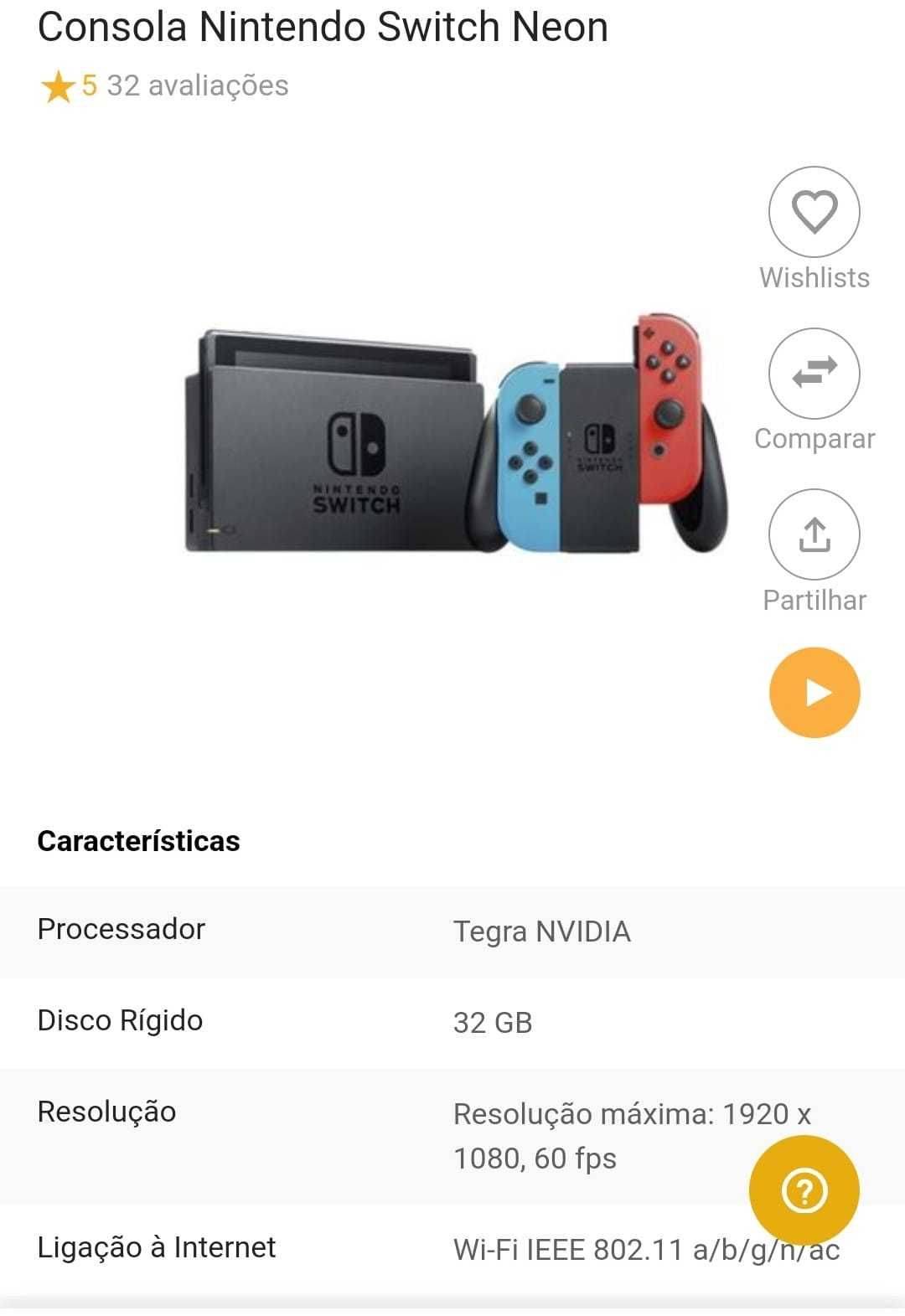 Vendo Nintendo switch NEON 32GB