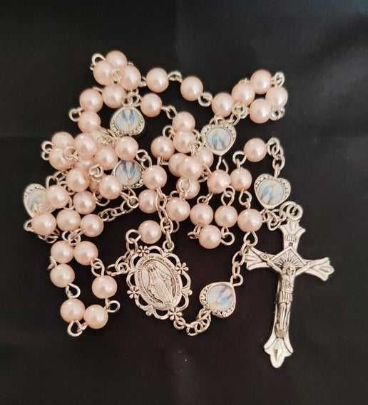 Rosário Jacinta - Terço / Colar Religioso c/ perolas brancas