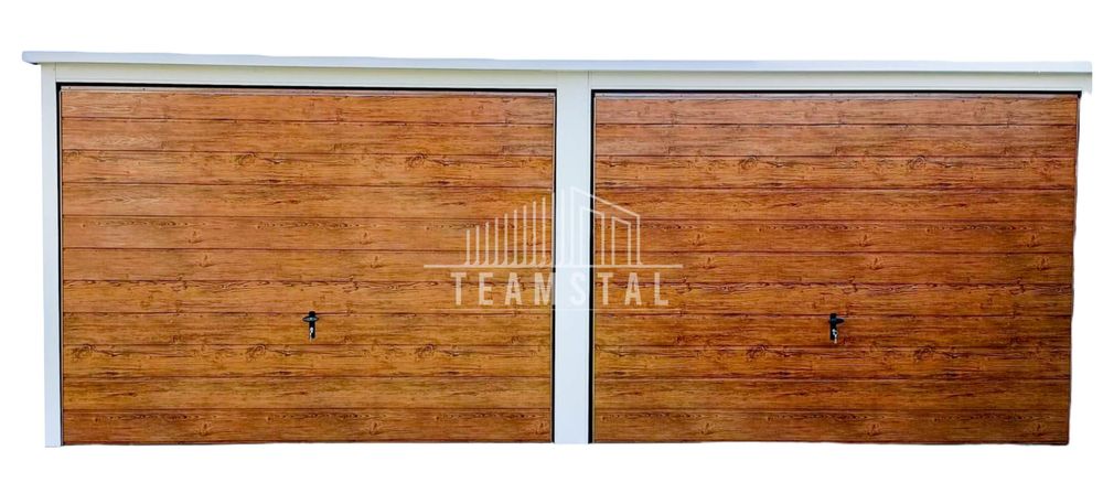 GARAŻ BLASZANY 6m x 5,8m spad tył 2x Brama + drzwi - TS240 6x5,8