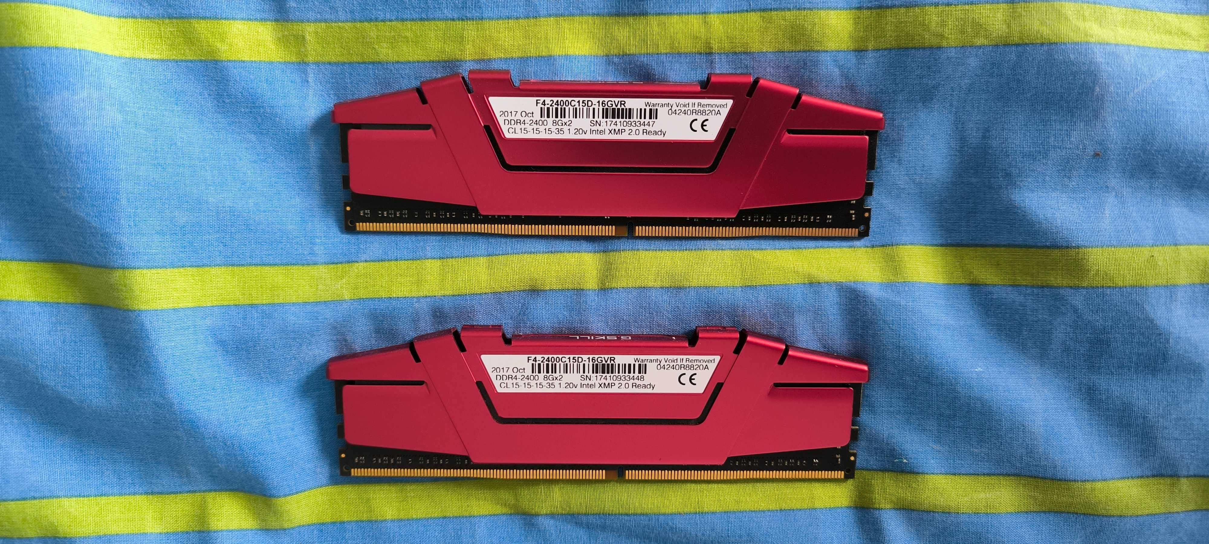 Memória RAM G.SKILL Ripjaws V 16GB (2x8GB) DDR4-2400MHz CL15 Vermelha