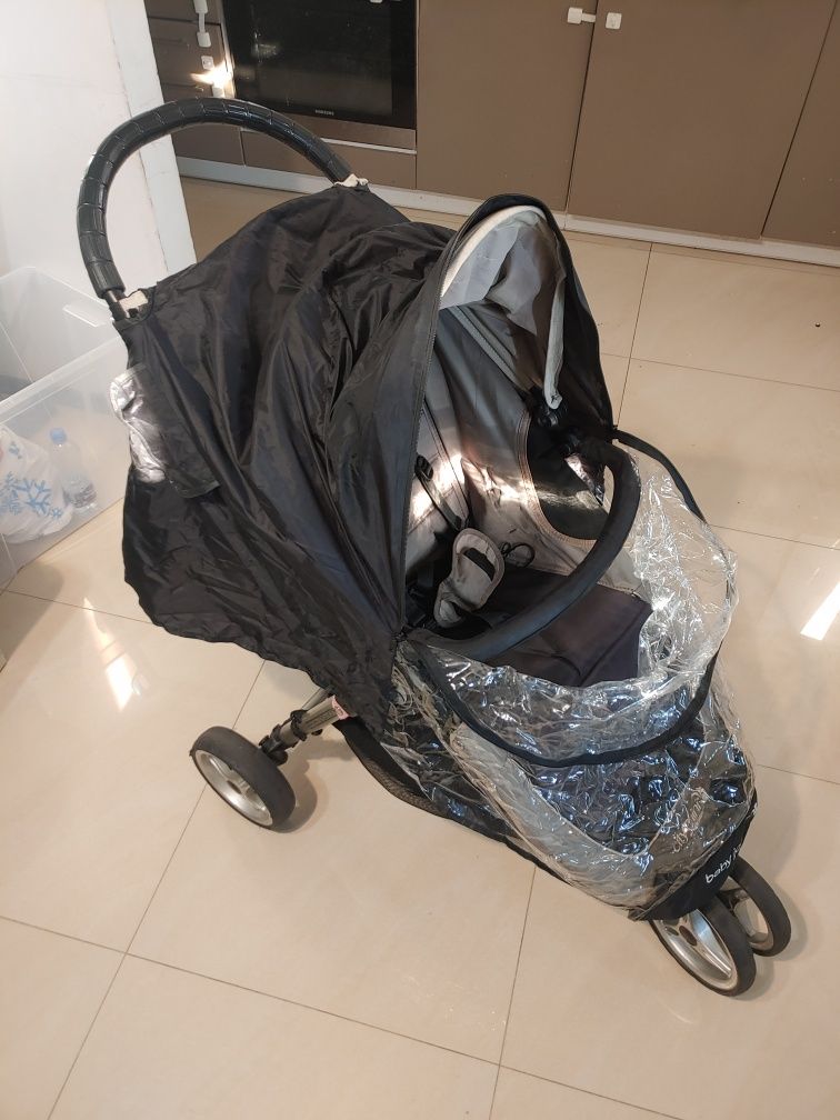 Wózek baby jogger city mini, przedłużka, folia przeciwdeszczowa