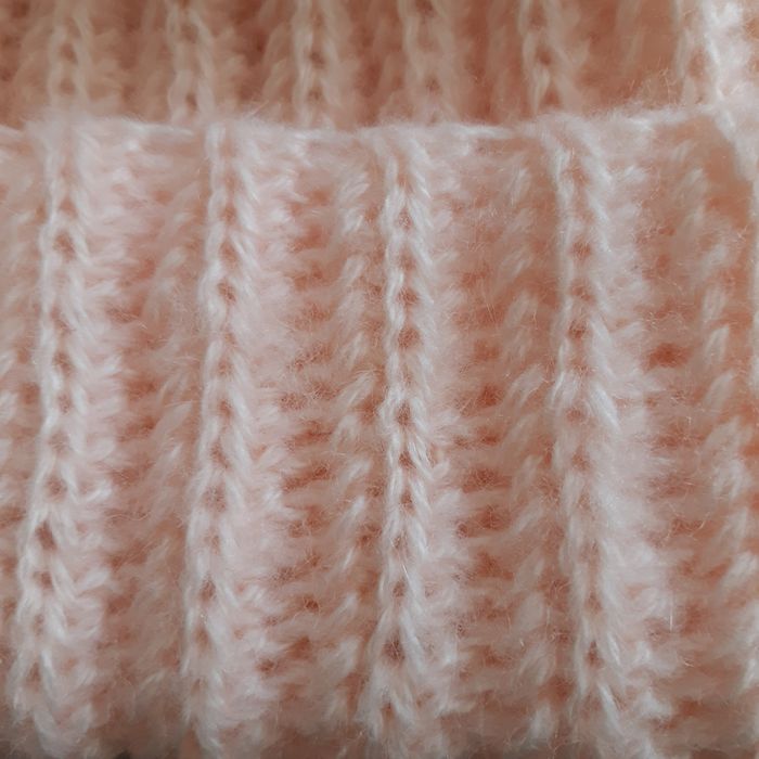 Czapka zimowa szydełkowa pudrowy róż handmade