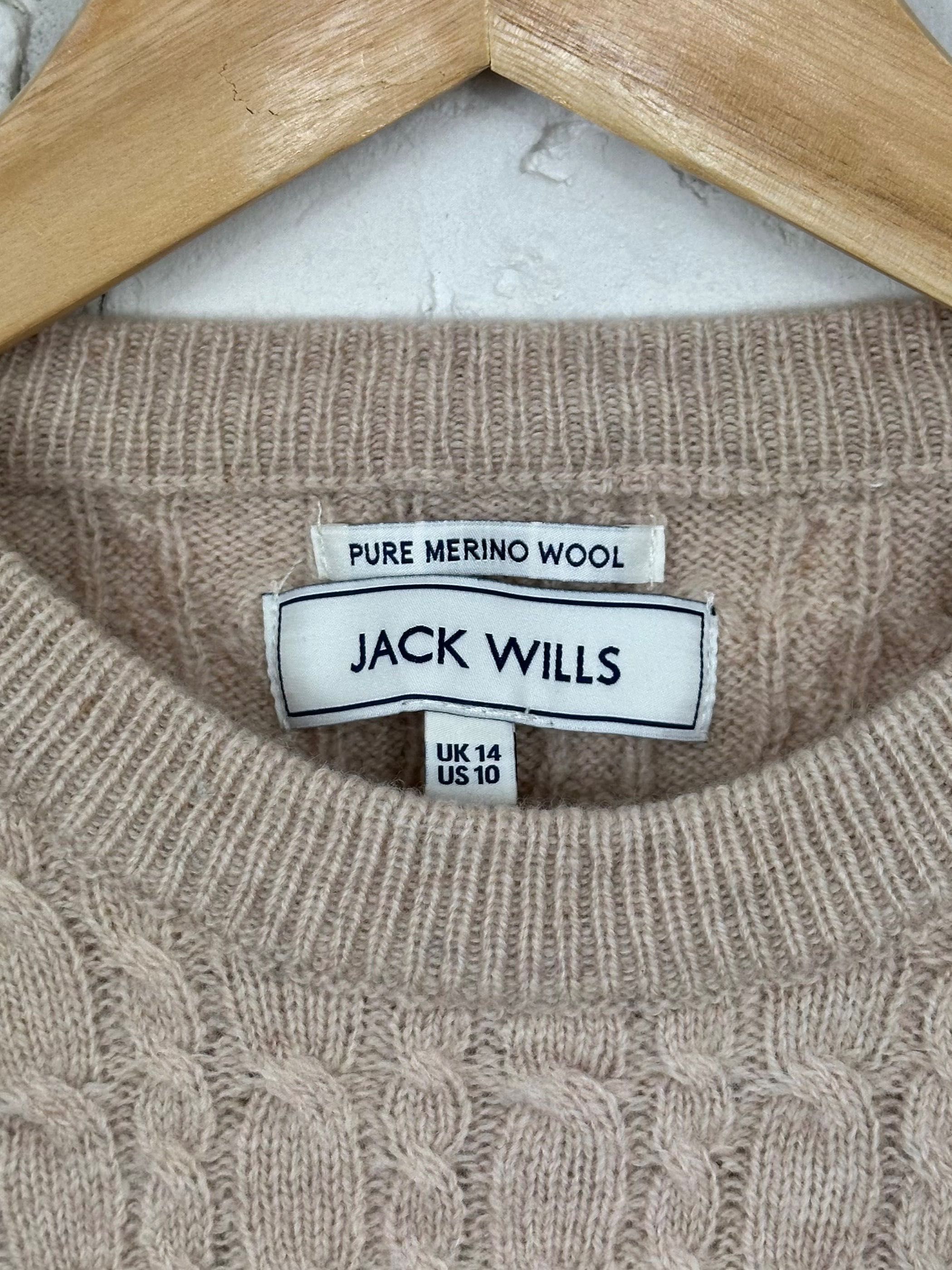 Damski wełniany sweter ze splotem warkoczowym Jack Wills