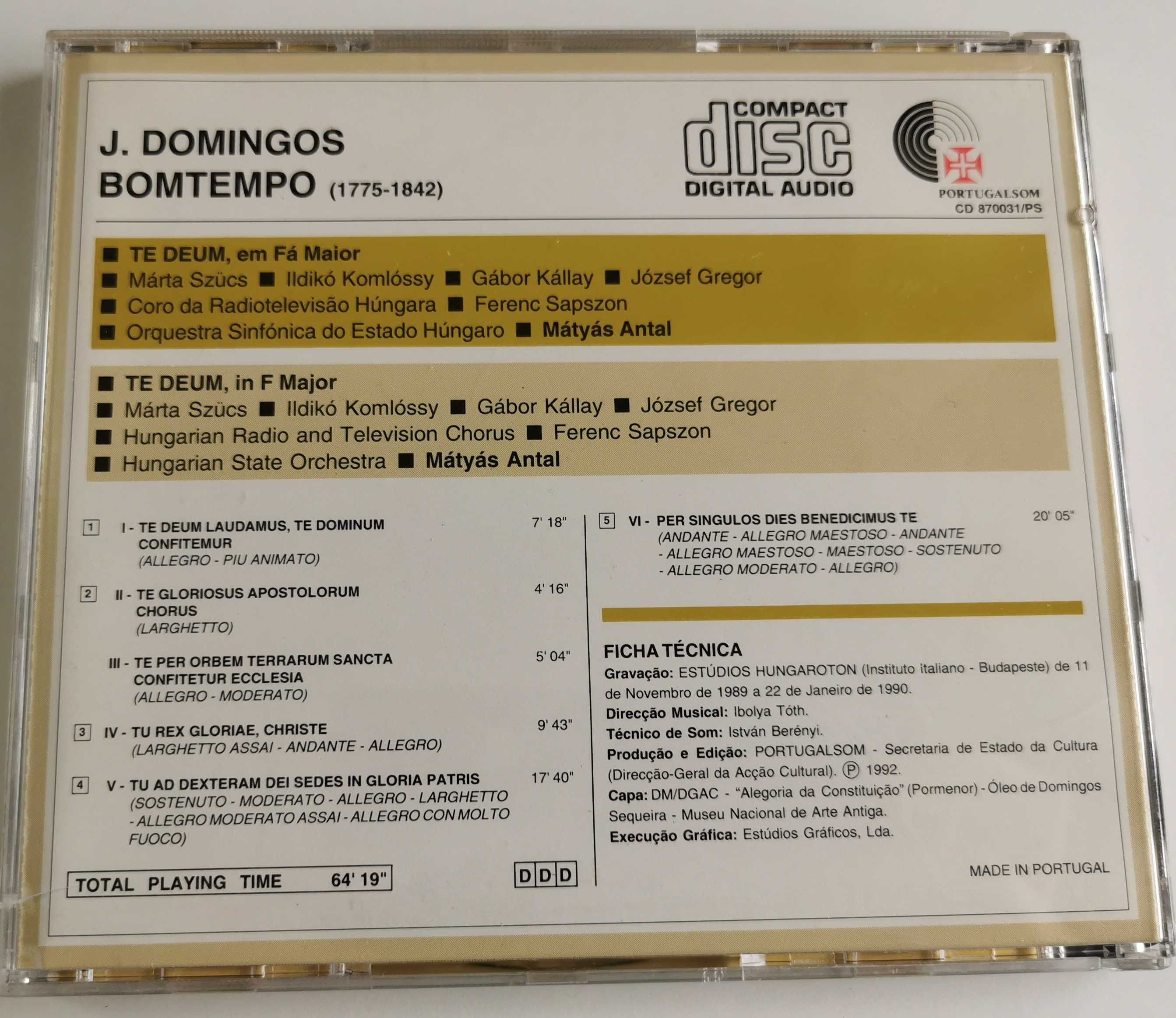 CD - João Domingos Bomtempo – Te Deum