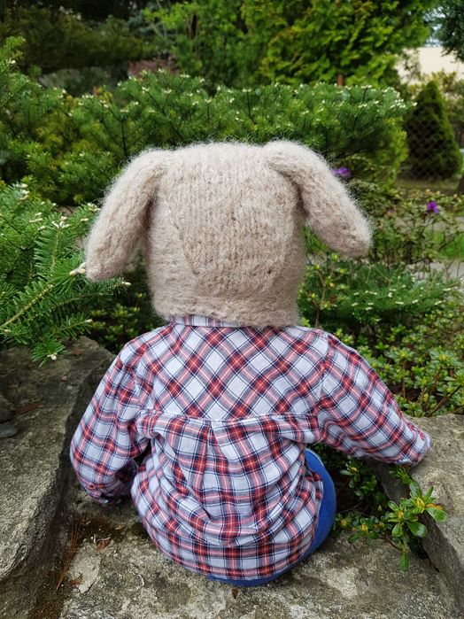 Czapka Piesek beż 34/36 chrzest, wcześniak, noworodek