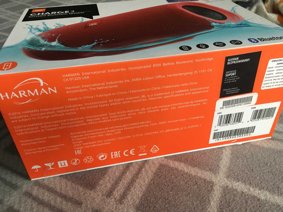 Głośnik JBL Charge 3 nowy w pudełku zaplombowany.
