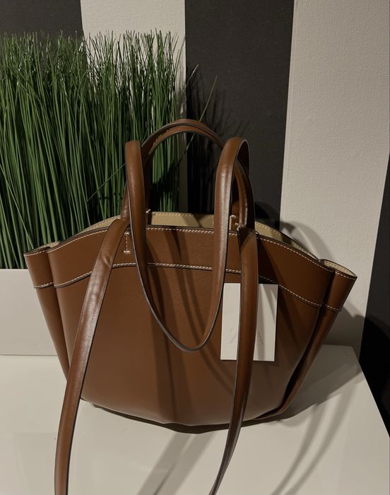 Torebka shopper Zara viral nowa z metką brązowa