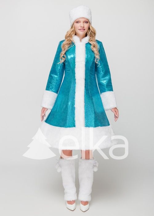Костюм Снігуроньки Стелла біла, золото, блакитна шуба