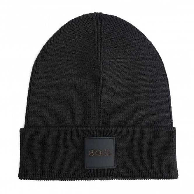 HUGO BOSS męska czapka Beanie hat BLACK zimowa