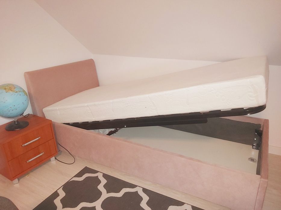 Łóżko 1 osobowe ze skrzynią na pościel