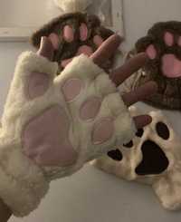 Перчатки лапки мягкие рукавички котик С подушечками