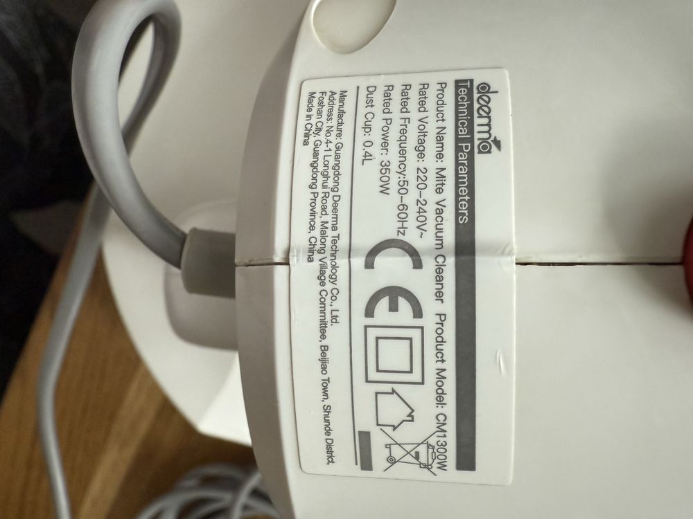Odkurzacz ręczny DEERMA CM1300, UV dla alergikow, kabel 4,2m
