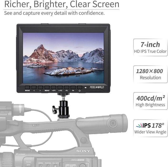 7" calowy monitor LCD do podglądu np. do kamery