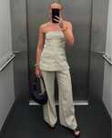 COS zestaw lniany komplet set spodnie + top tuba gorset