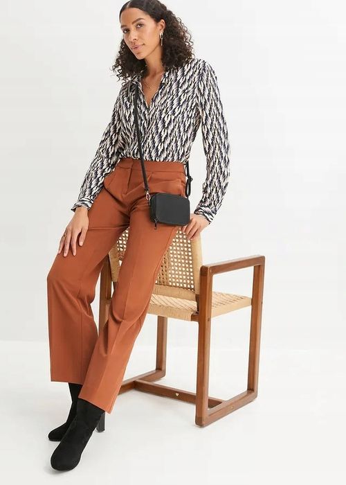 B.P.C spodnie damkie w kant ceglasty brąz ^52