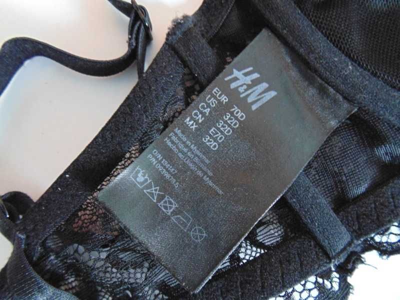 H&M czarny modelujący koronkowy biustonosz 70D