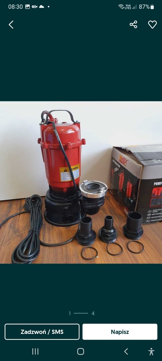 Pompa najmocniejsza 20 tys litrów żeliwna 3750w plus wąż gratis 20m /3