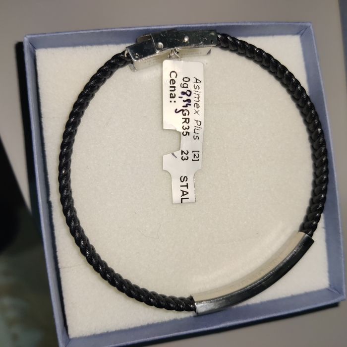 Bransoleta stalowa 316L skórzana